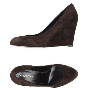 Sergio Rossi Brown Suede Wedge Heels